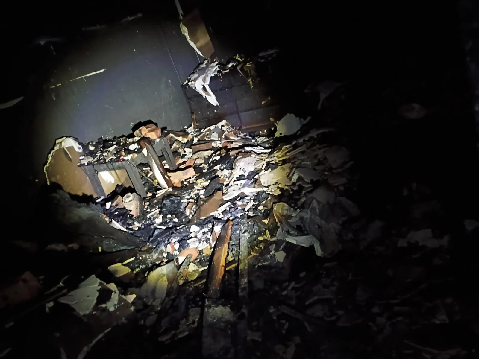 Rubble inside the home after the fire